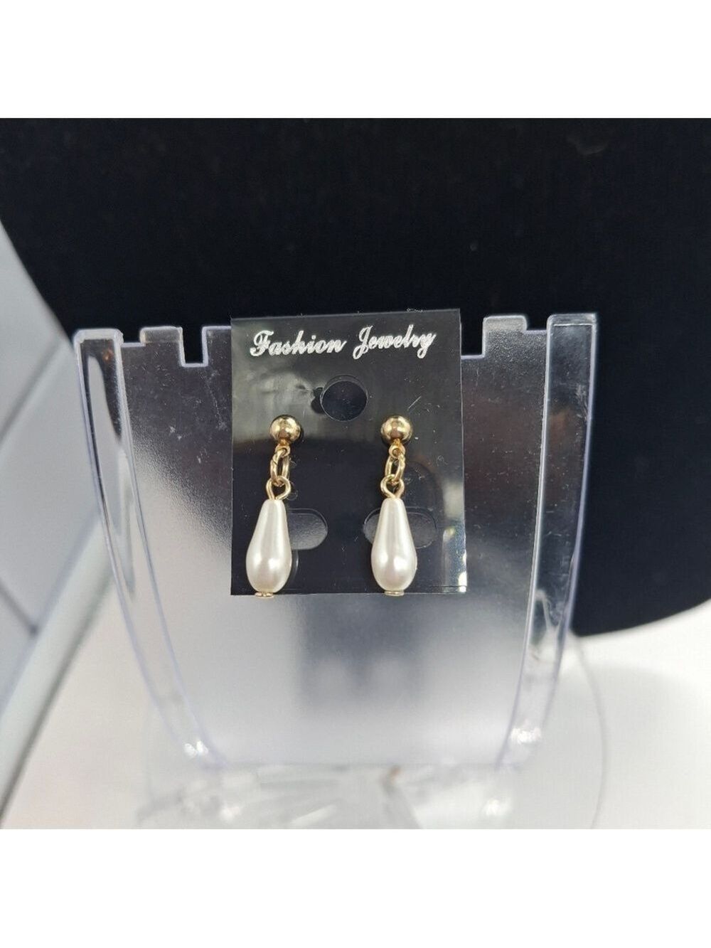 Faux pearl and Goldtone postback dangle earrings #22